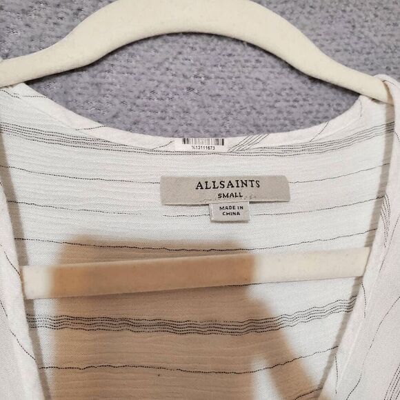 All Saints Women's Wrap Penny Surplice Striped Long Sleeve Blouse Small - Picture 2 of 9